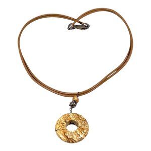 AIL Aluma Lariat Necklace 15” Picture Jasper Sterling Silver 925 Leather Choker